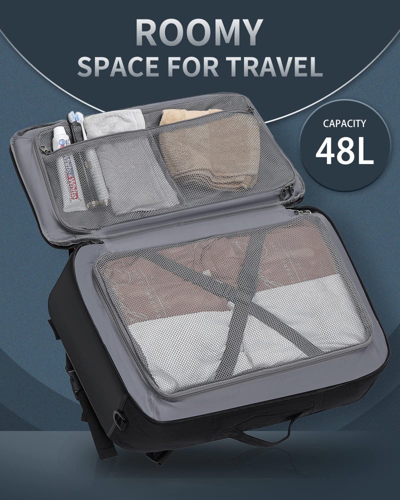 TRAILKICKER Travel Backpack Flight Approved Carry On Backpack Water Resistant Weekender Bag (Grey) - Image 3